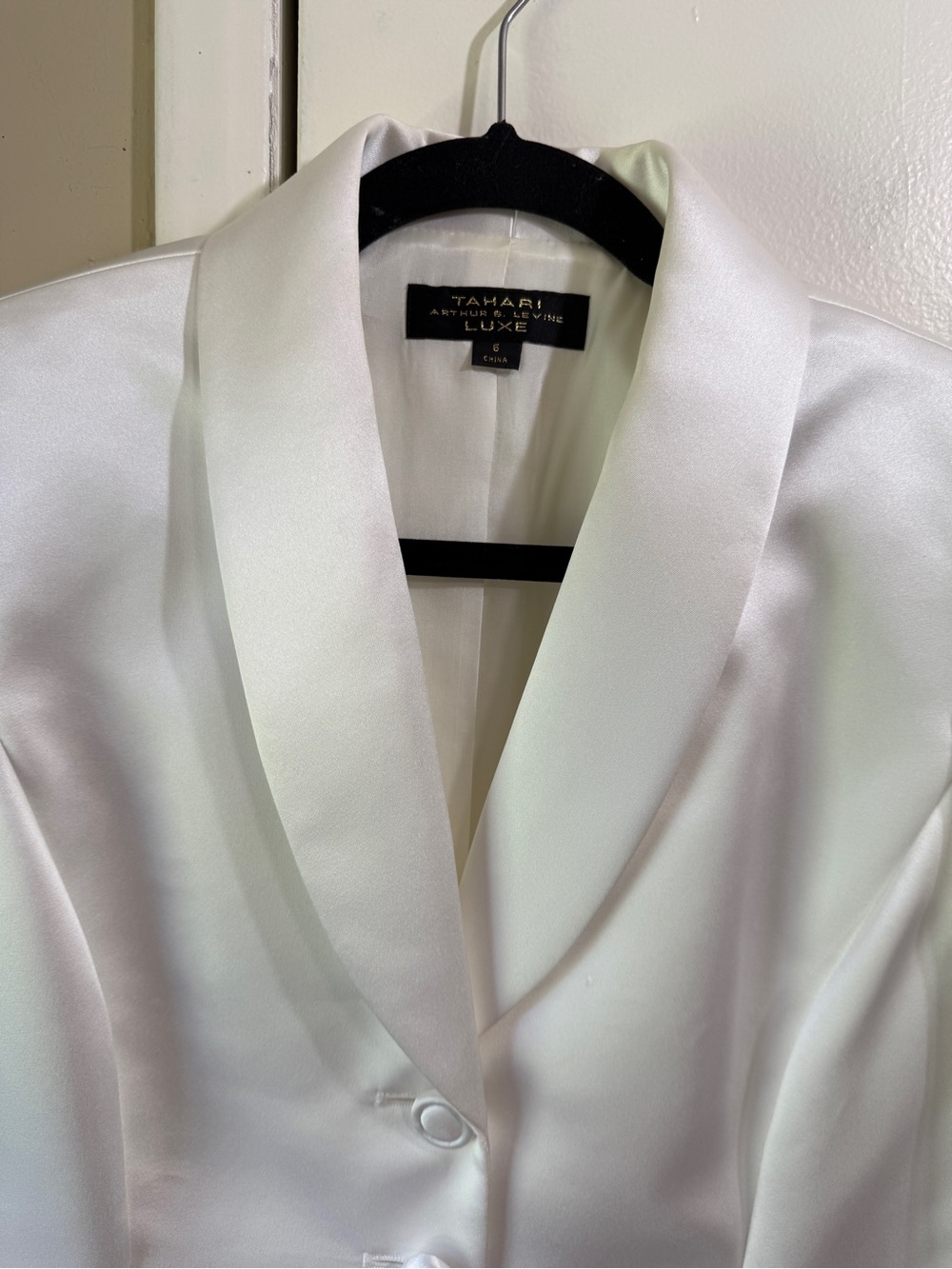 Tahari Luxe Ivory Satin Evening Jacket Blazer Womens 6 Wedding Guest Formal - Picture 3 of 14